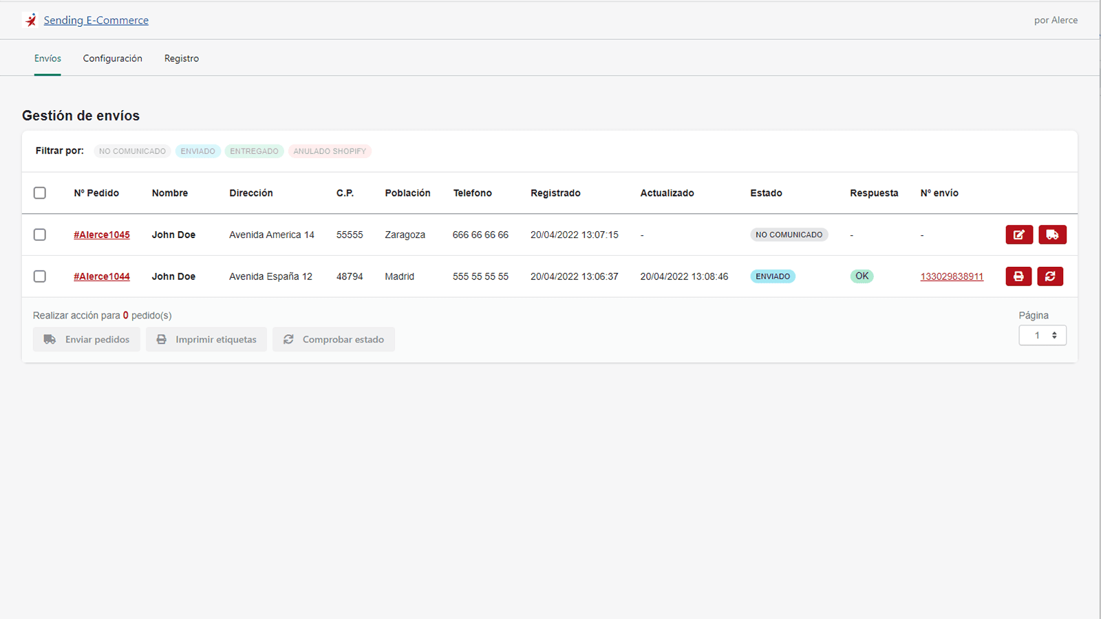 Gestión de envío de tus pedidos