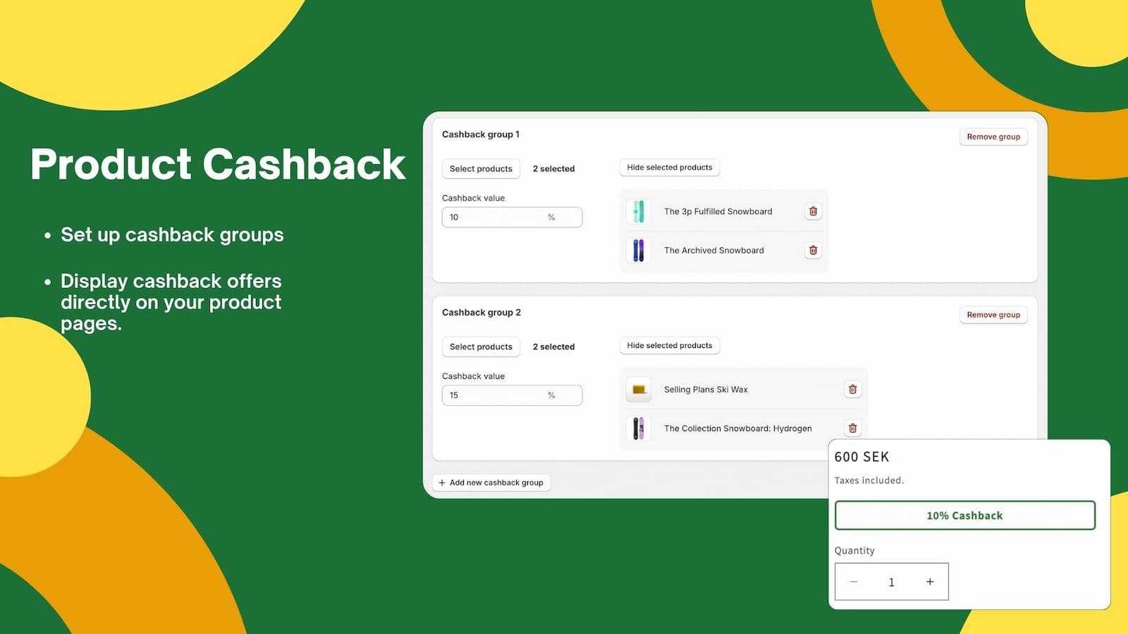 Product Cashback App for Shopify