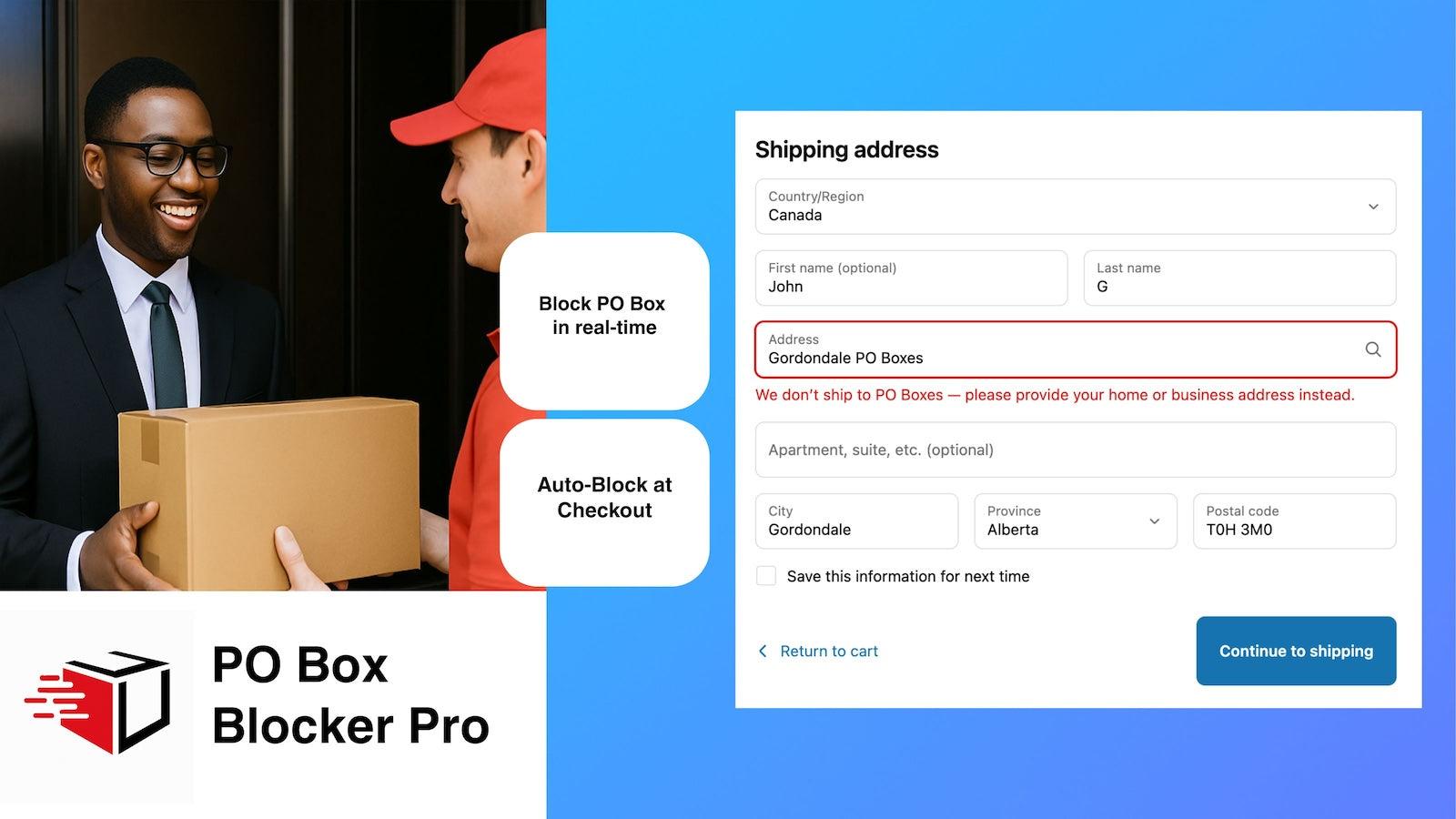 Block PO Box at checkout with PO Box Blocker Pro
