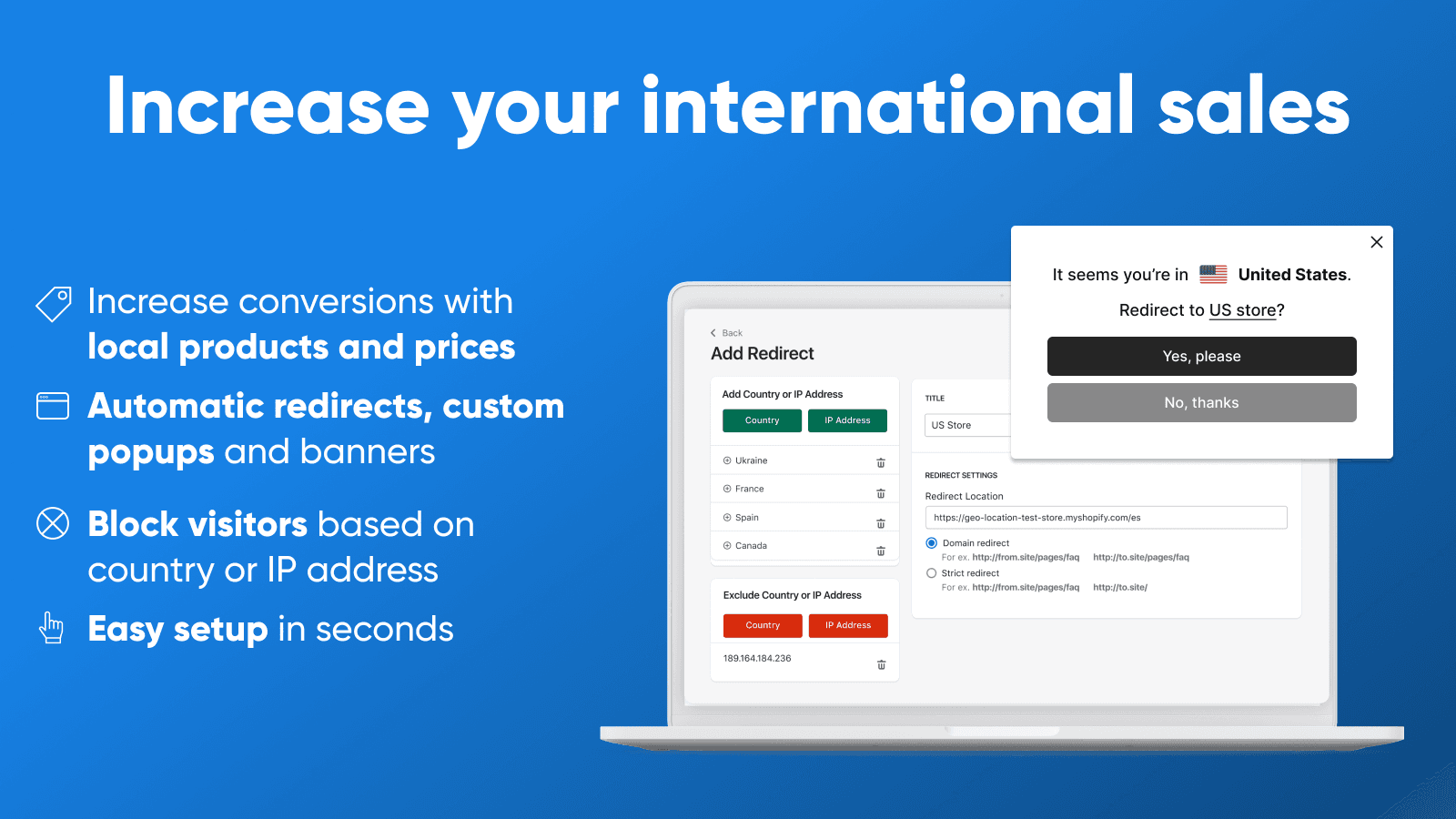 Geolocation and redirects for Shopify