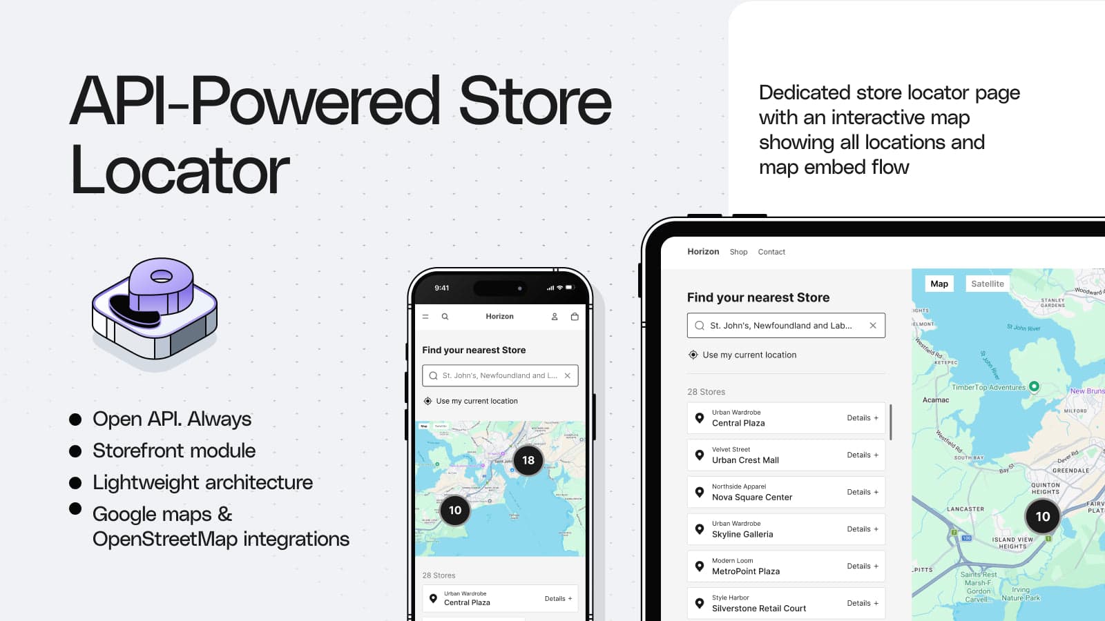 API-powered Store Locator, Store Locator Page / Map Embed