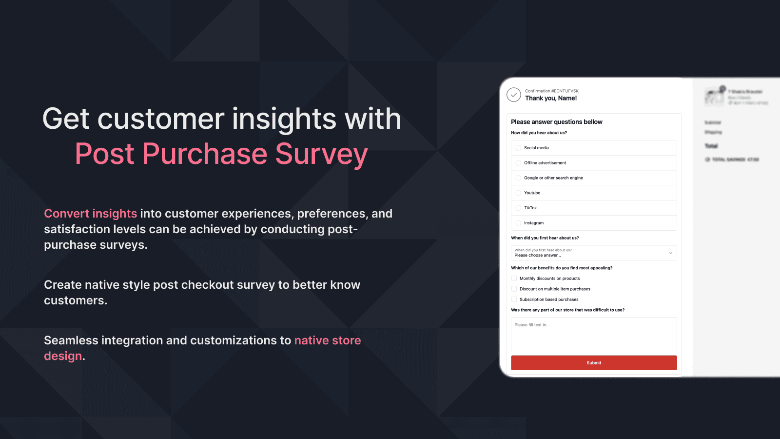 Post Purchase survey