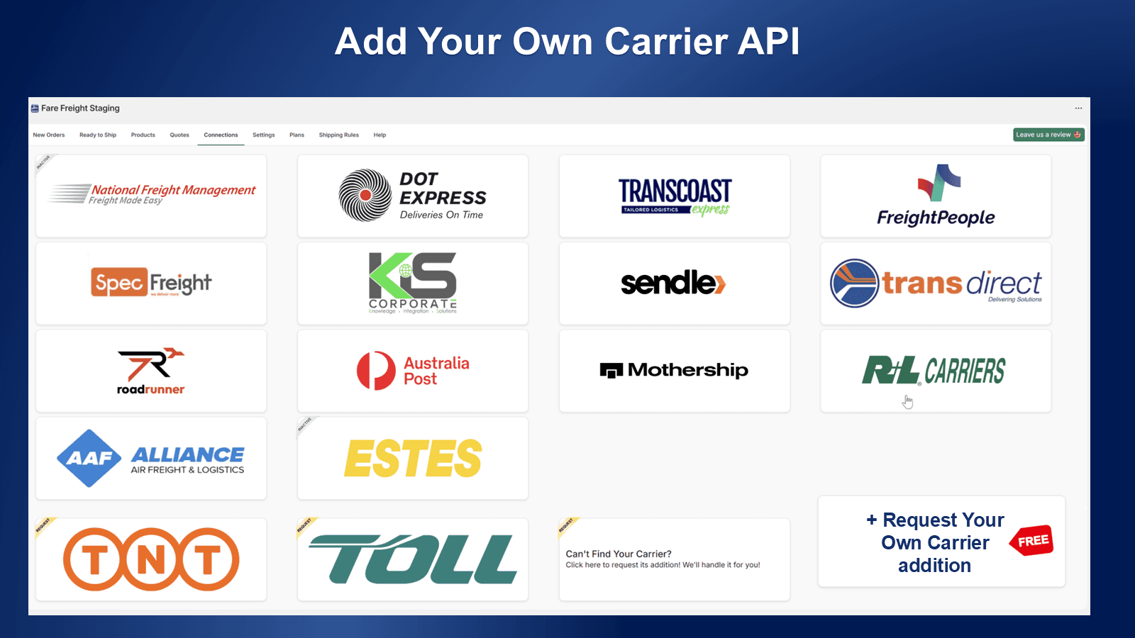 Add Your Own Carrier API