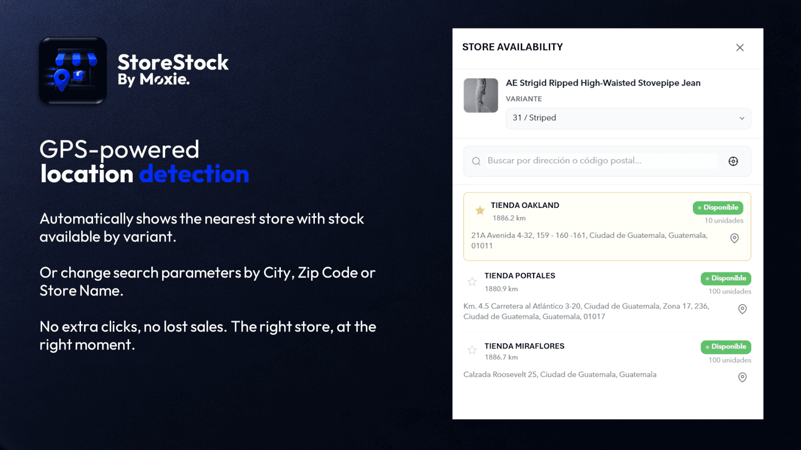 Real-time stock availability displayed on the product page