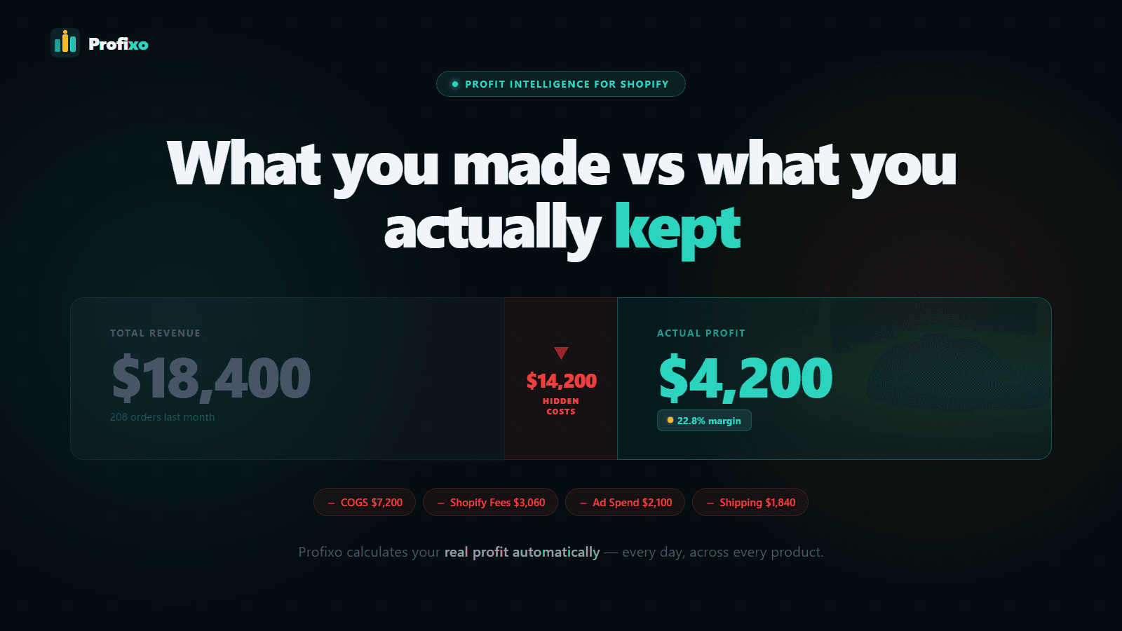 Profixo: $18,400 revenue, only $4,200 real profit