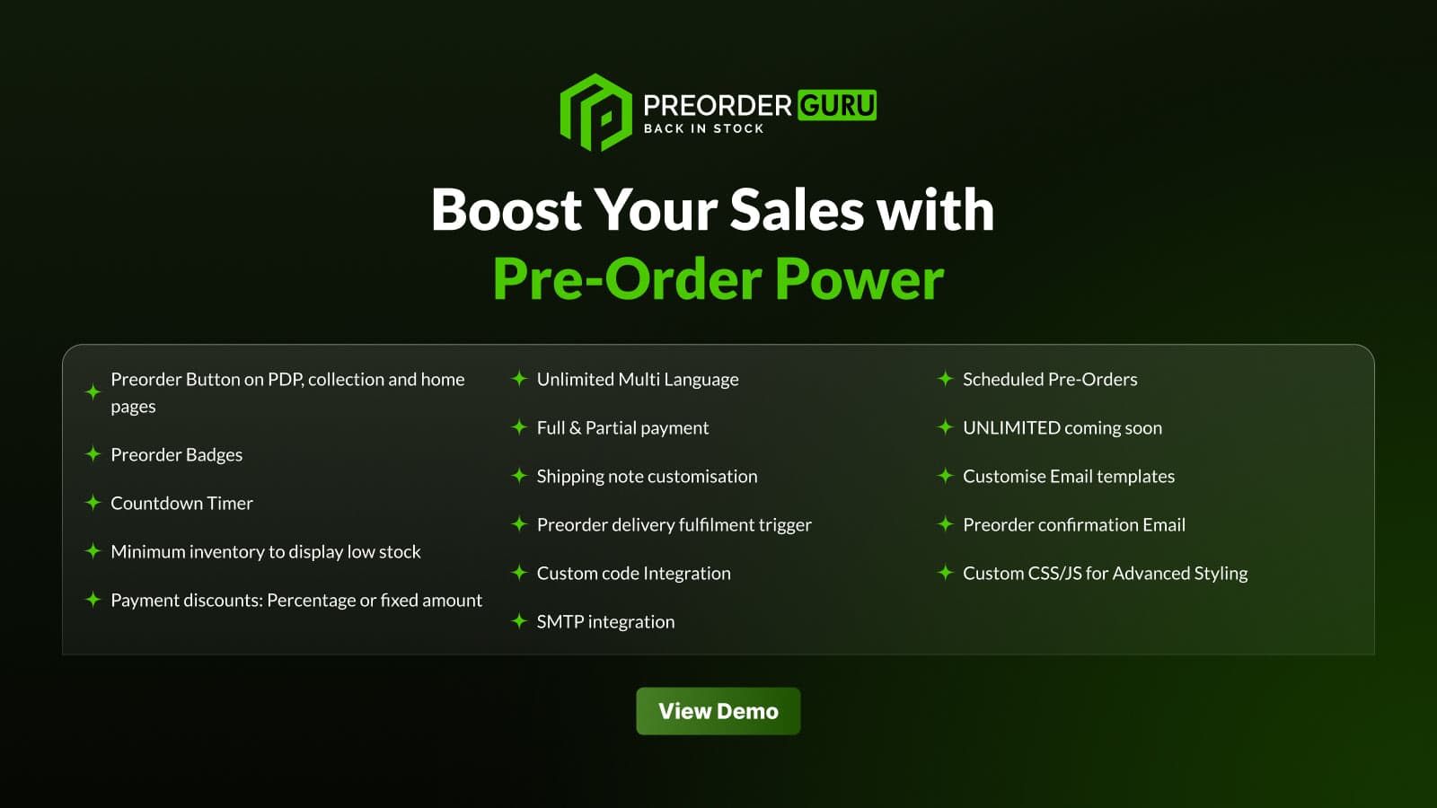 preorder guru feature