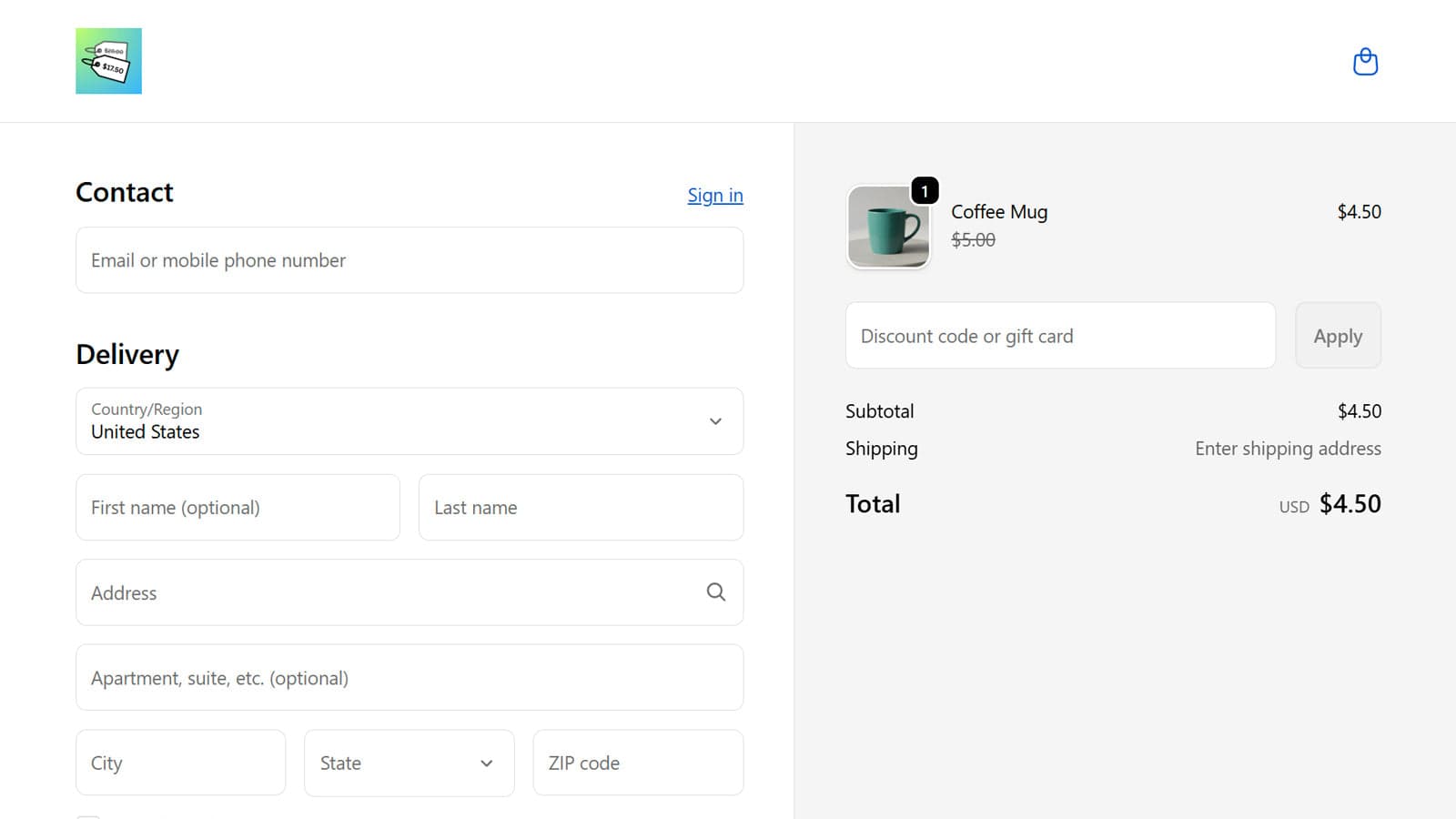 Slashed out compare at price on checkout page