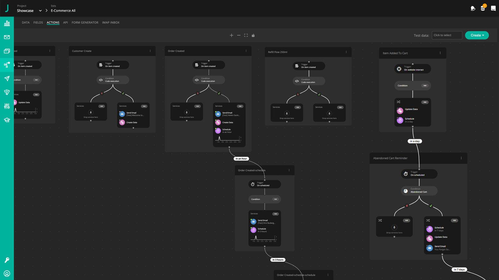 Customer Journey Examples built in the Workflow Builder of JUNE
