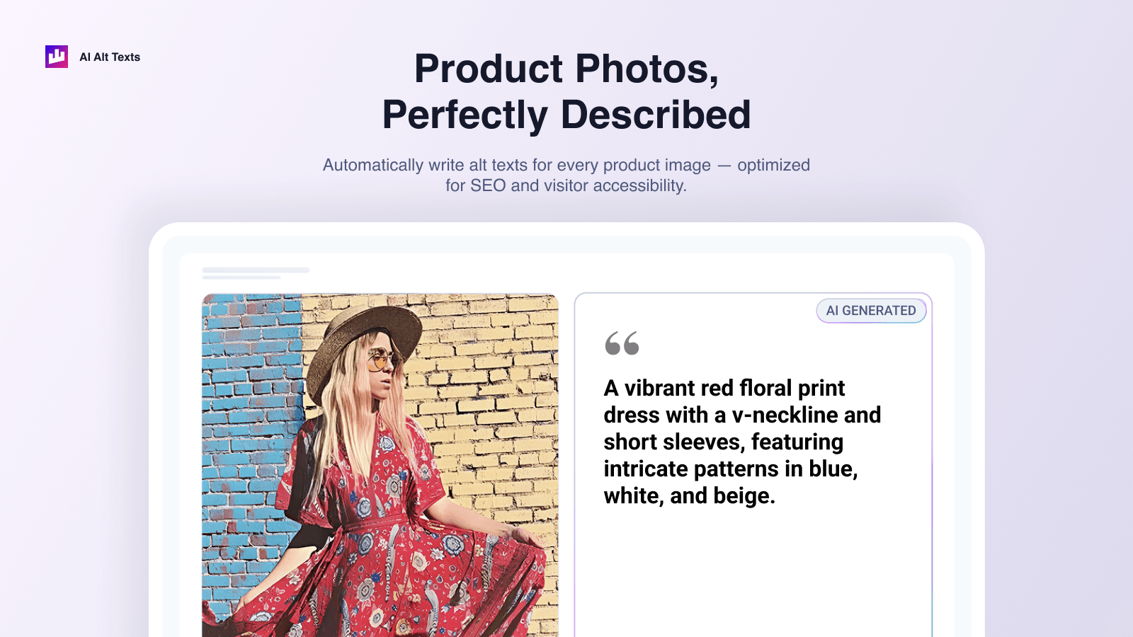 Automatically write alt texts for every product image