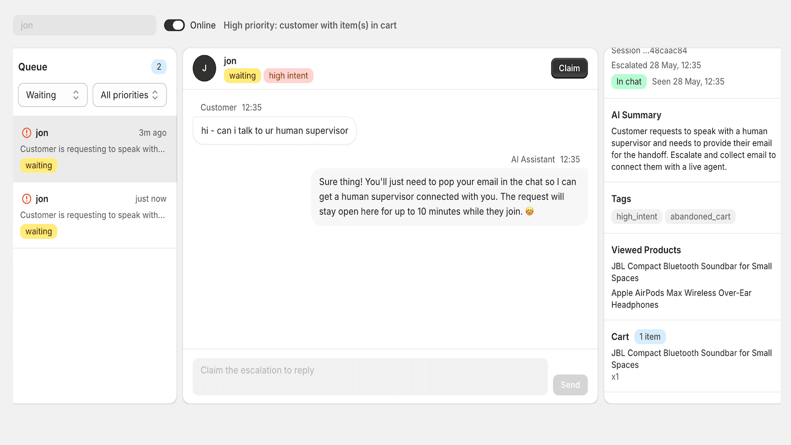 Live Chat Escalation