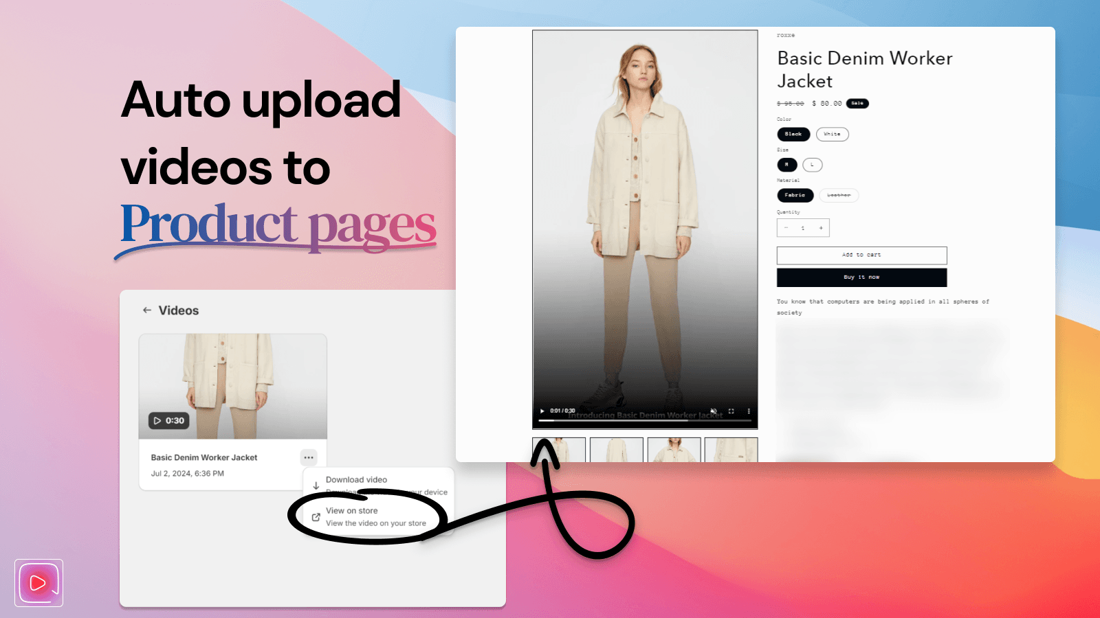Auto upload promo videos to your product pages