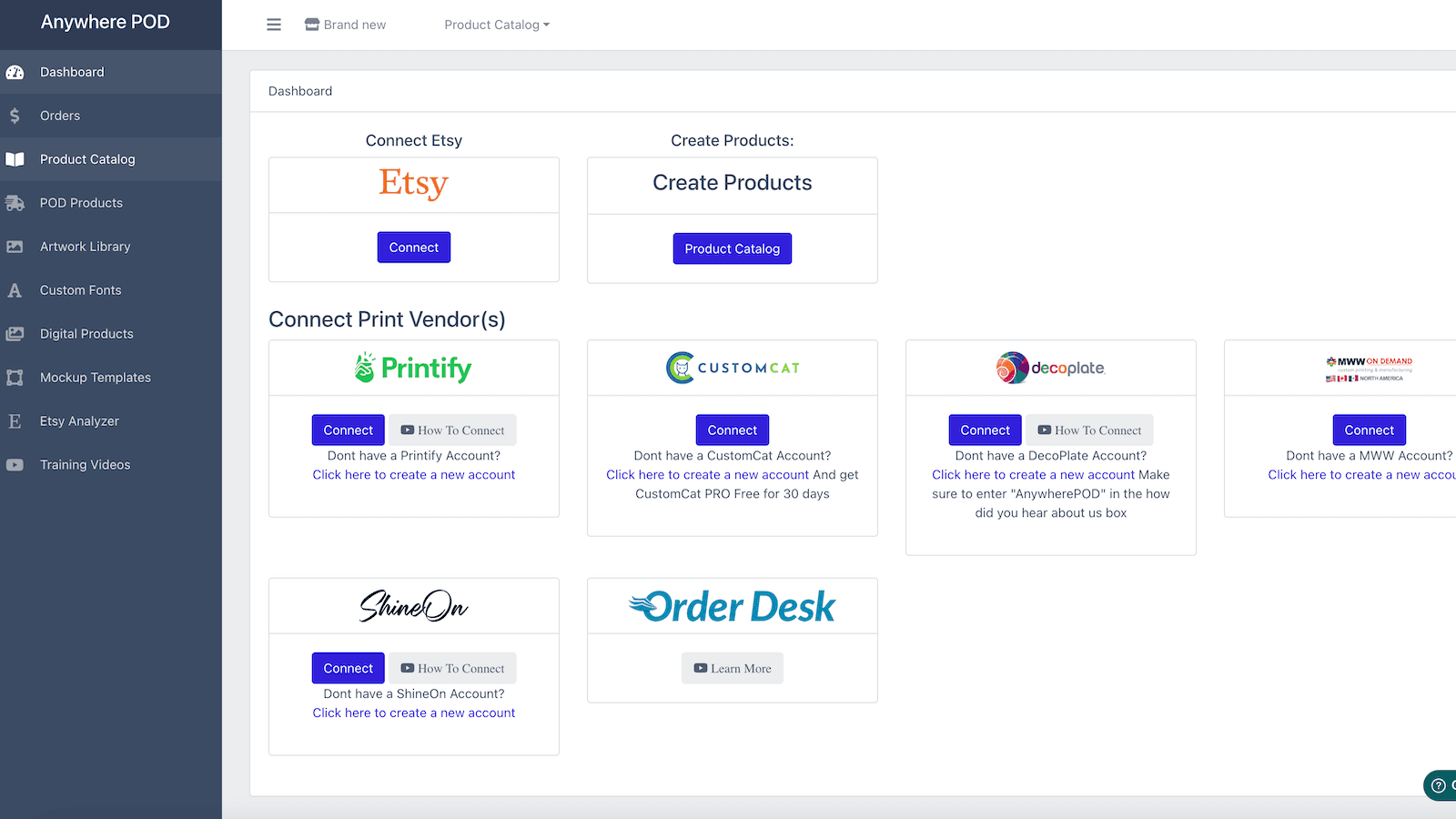 Connect to your favorite Print Providers
