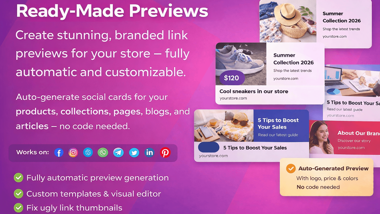 Tempaltes for products, collections, pages, blogs and articles