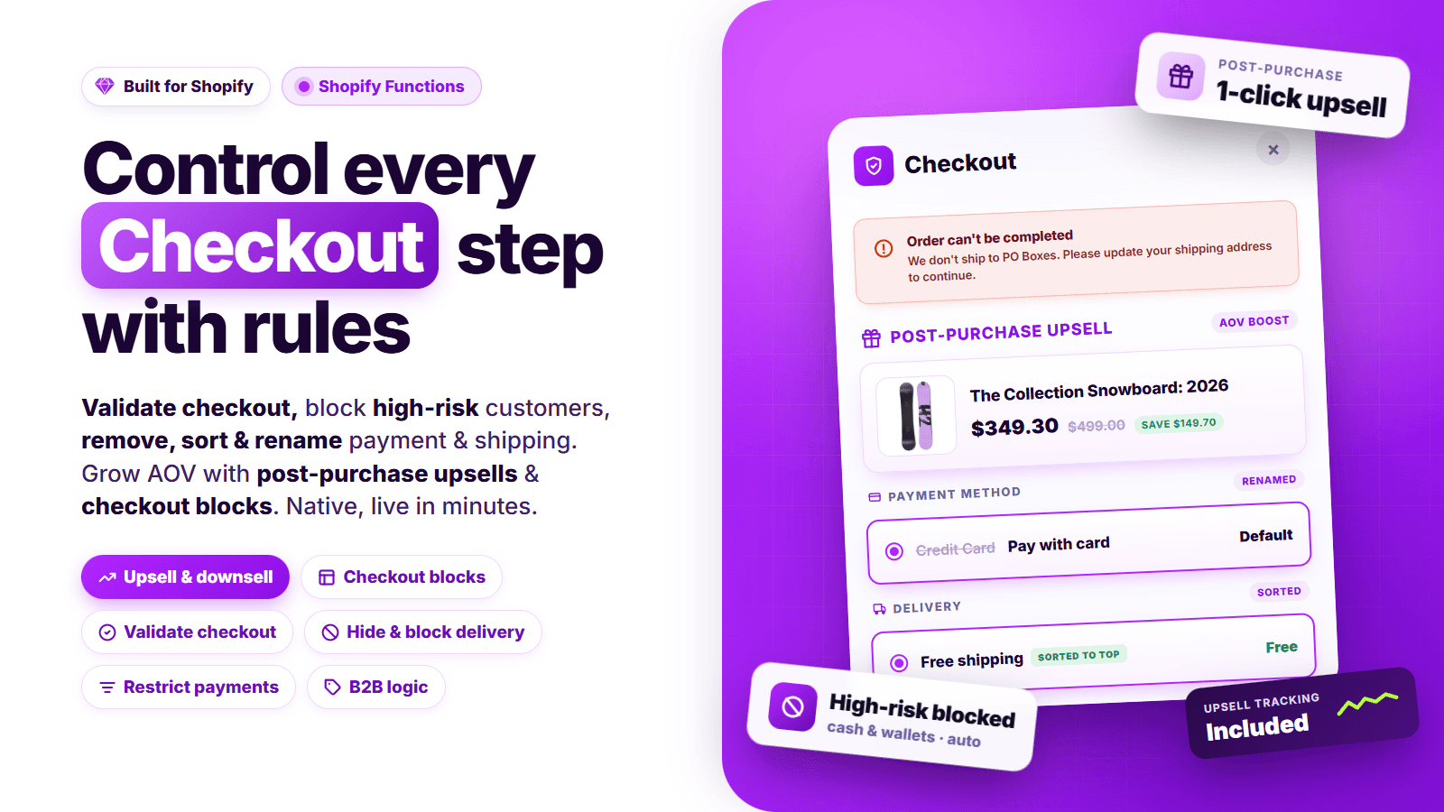 Control every checkout step with checkout rules
