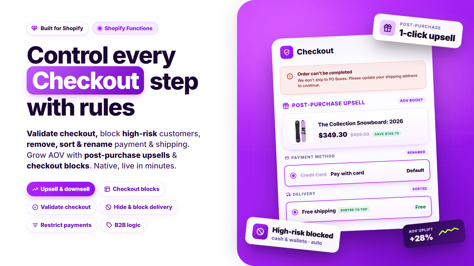 Control every checkout step with checkout rules