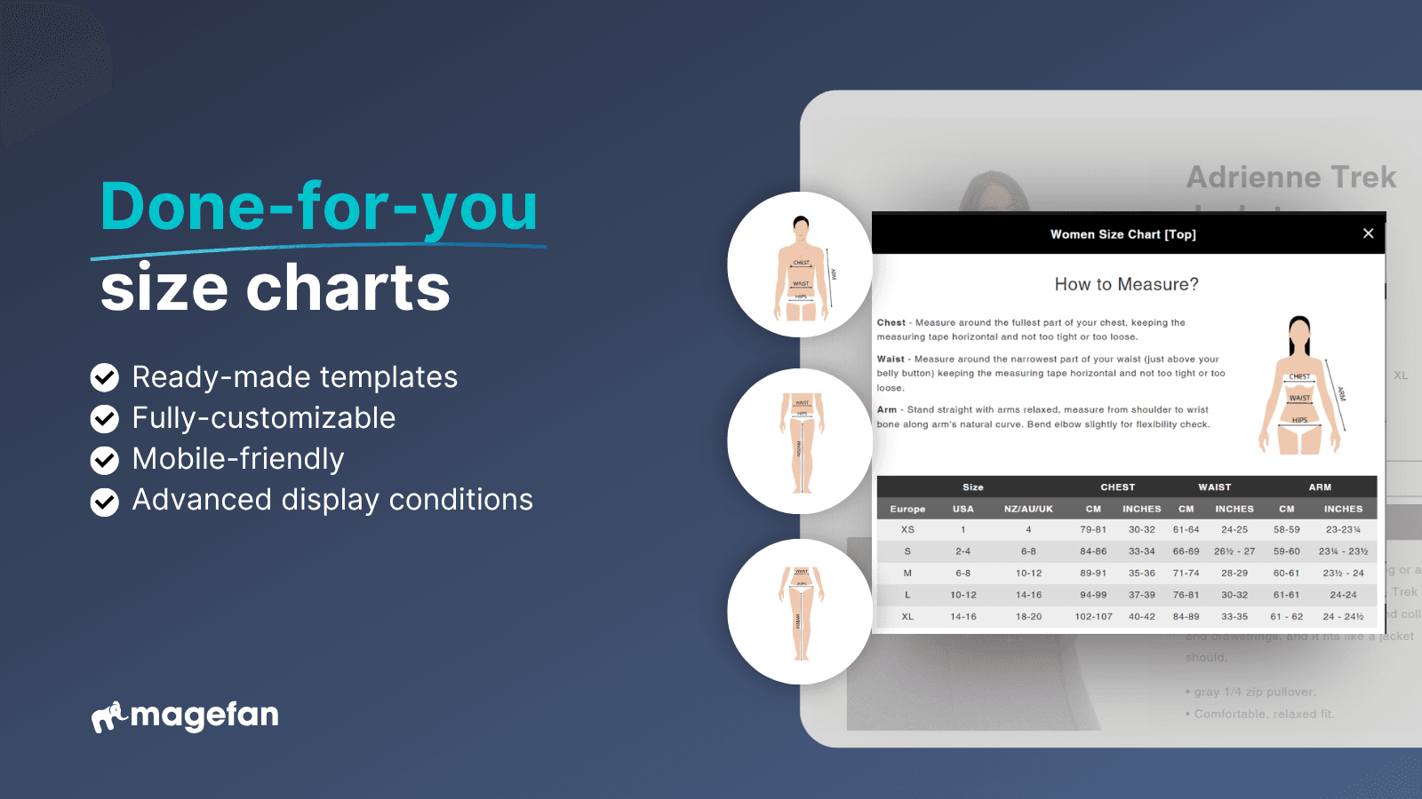 Magefan size chart app