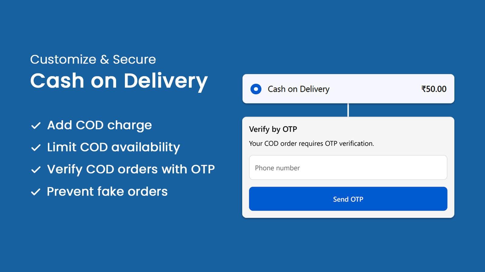 Customize Cash on Delivery and verify orders with OTP