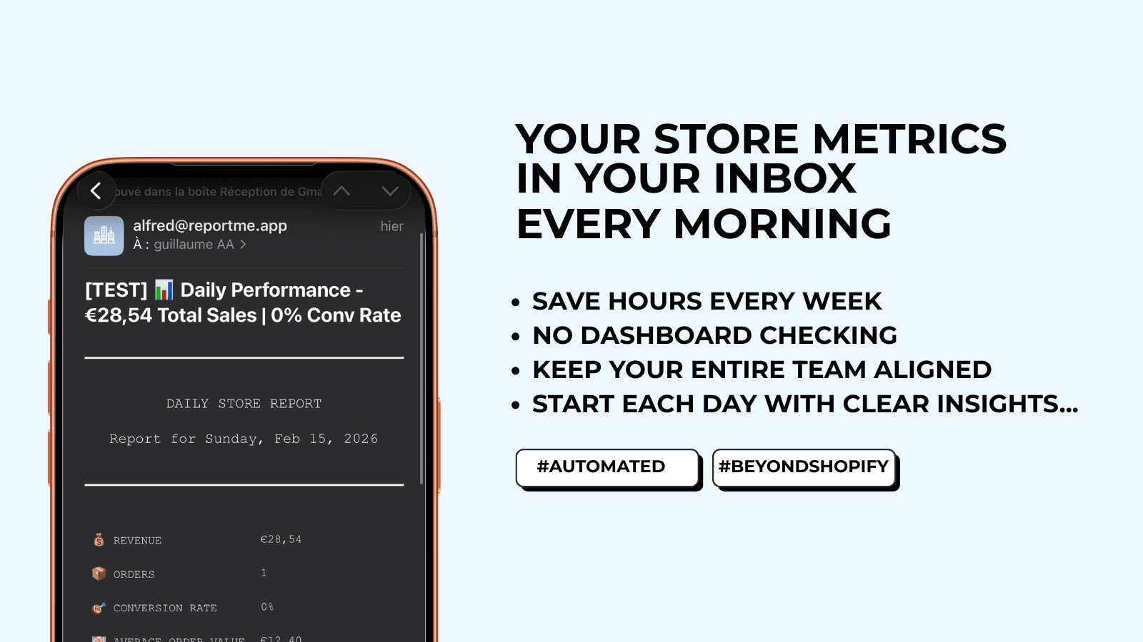 ReportMe automated Shopify reporting tool