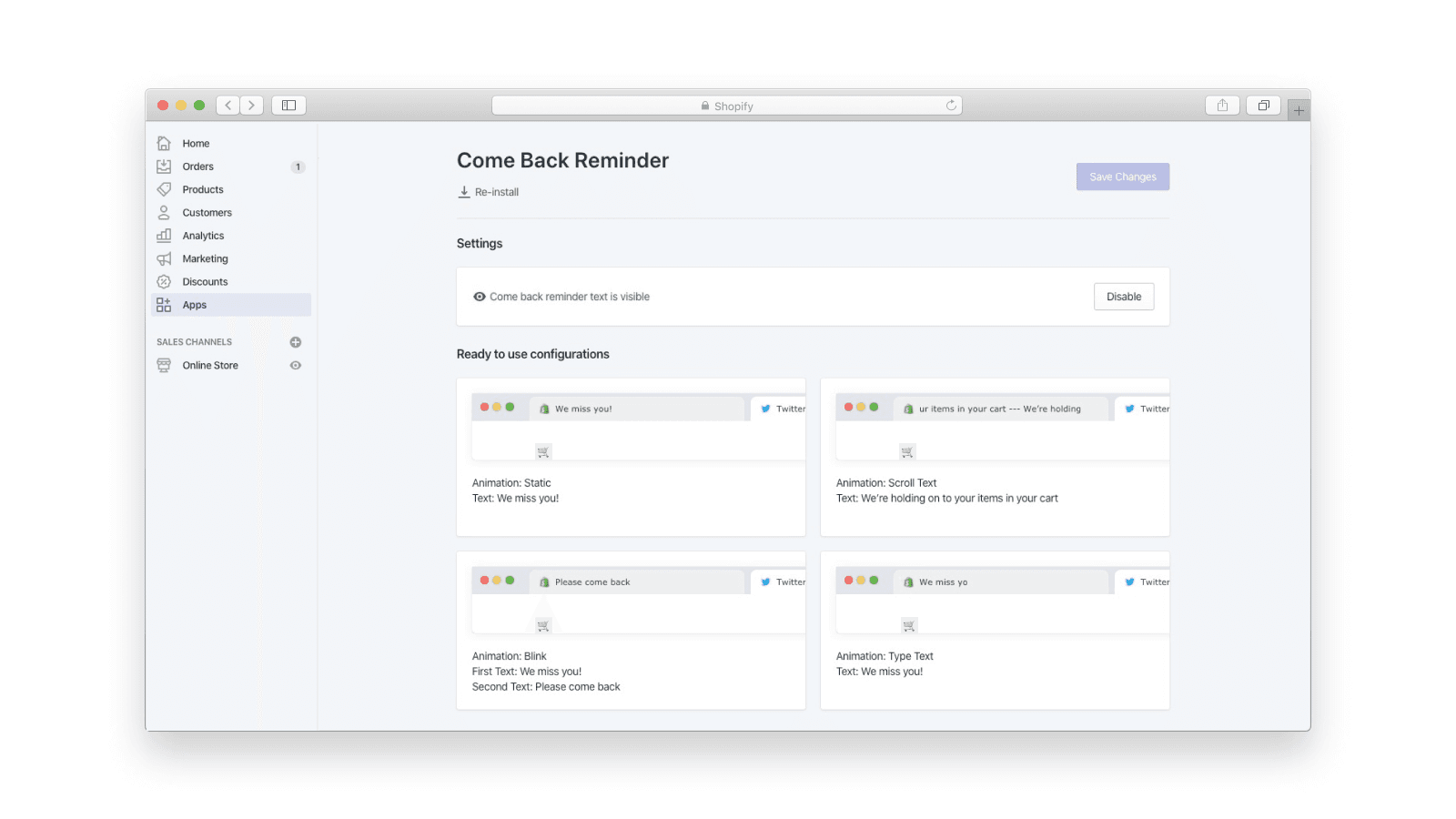 Select pre-configured settings