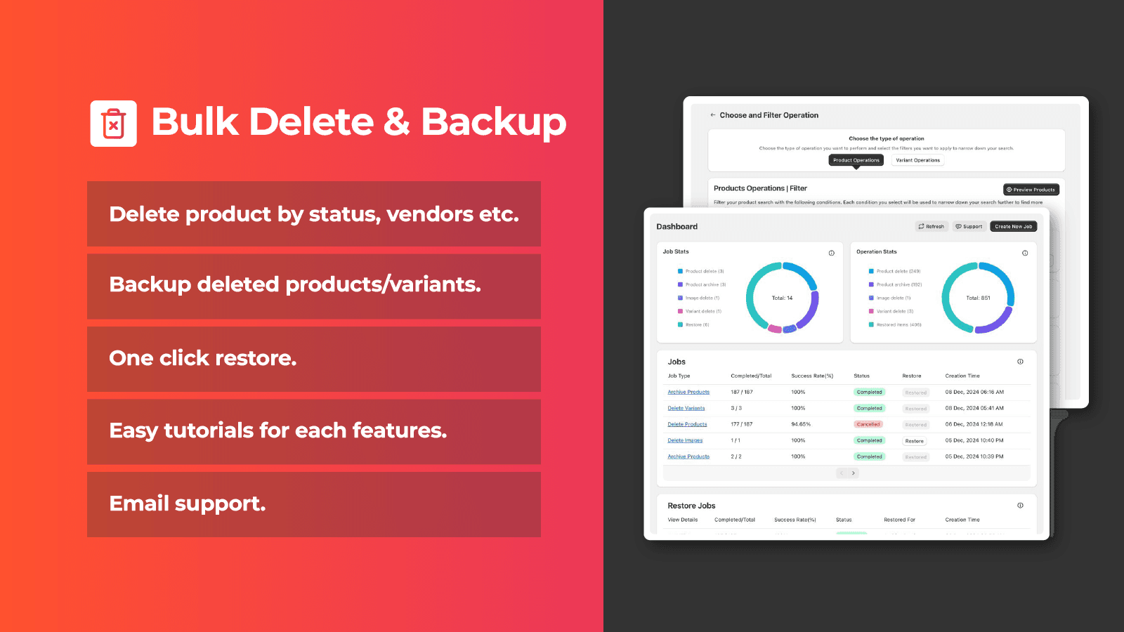 Rapify Bulk Delete app: bulk delete, backup, and restore