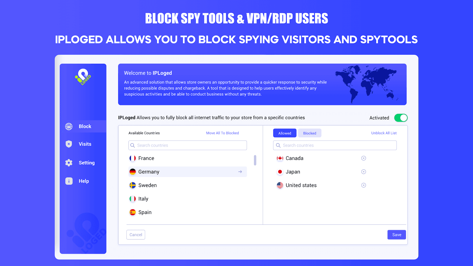 BLOCK SPYING VISITORS AND SPYTOOLS