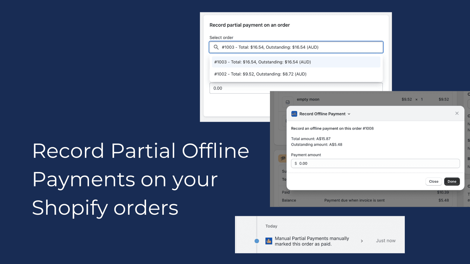 Record partial offline payments