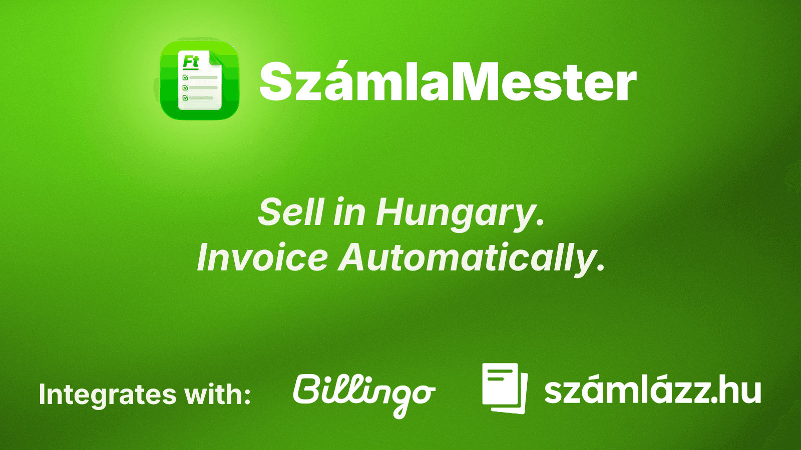 Integration banner showing Billingo and Számlázz.hu support