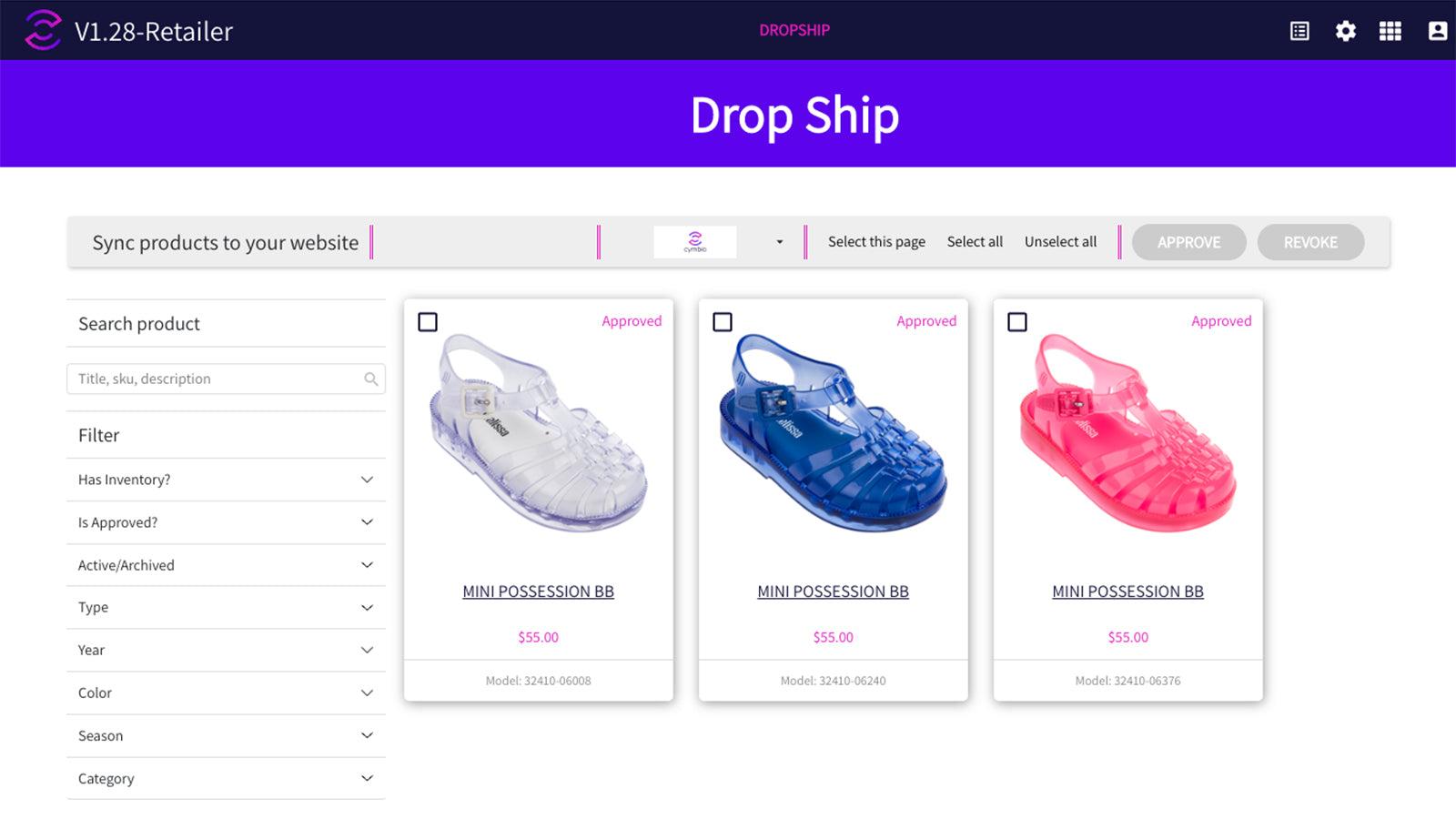 Product data is automatically pushed to Shopify