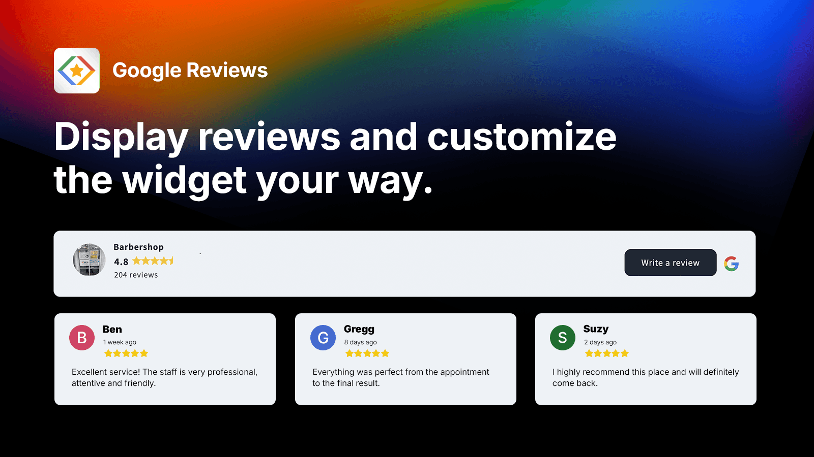 Display reviews and customize the widget your way