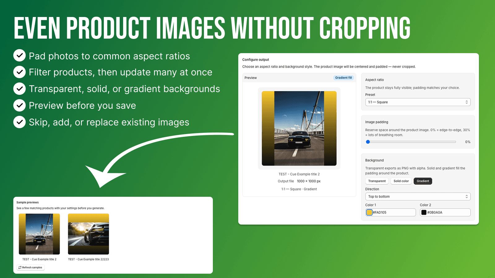 pad product images evenly without cropping photos.