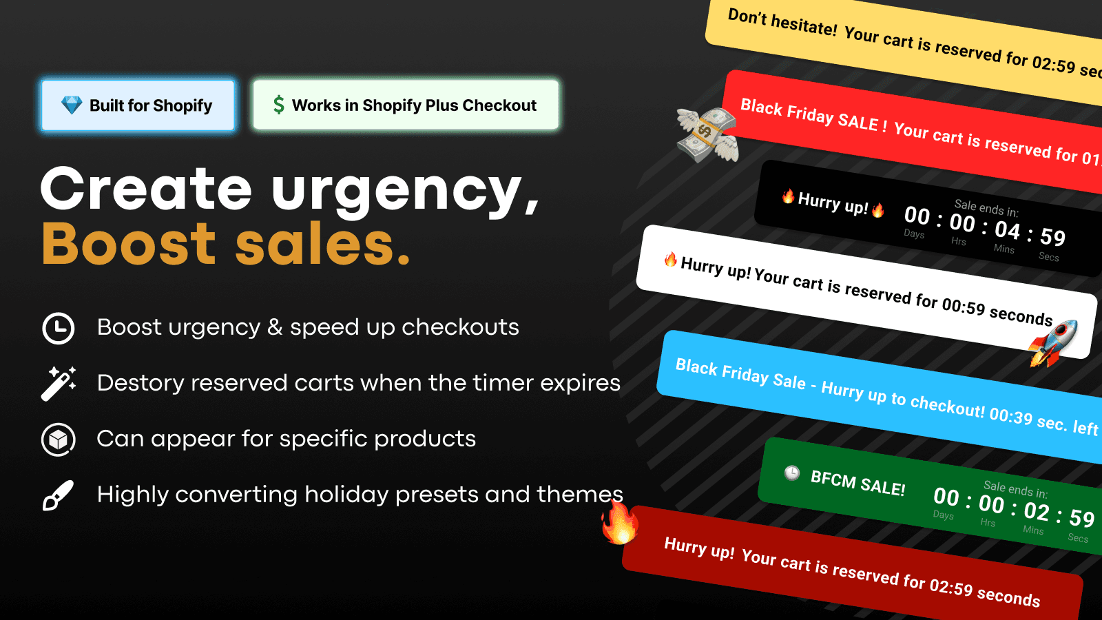 Scarcity+ Cart Countdown Timer for urgency & cart hurrify