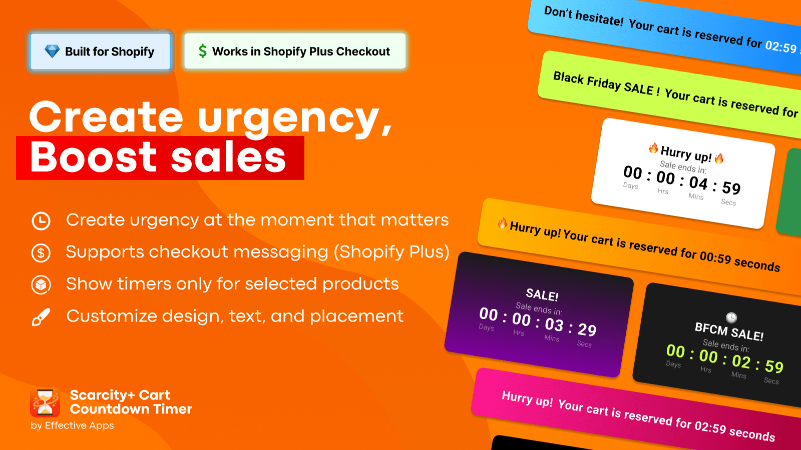Scarcity+ Cart Countdown Timer for urgency & cart hurrify