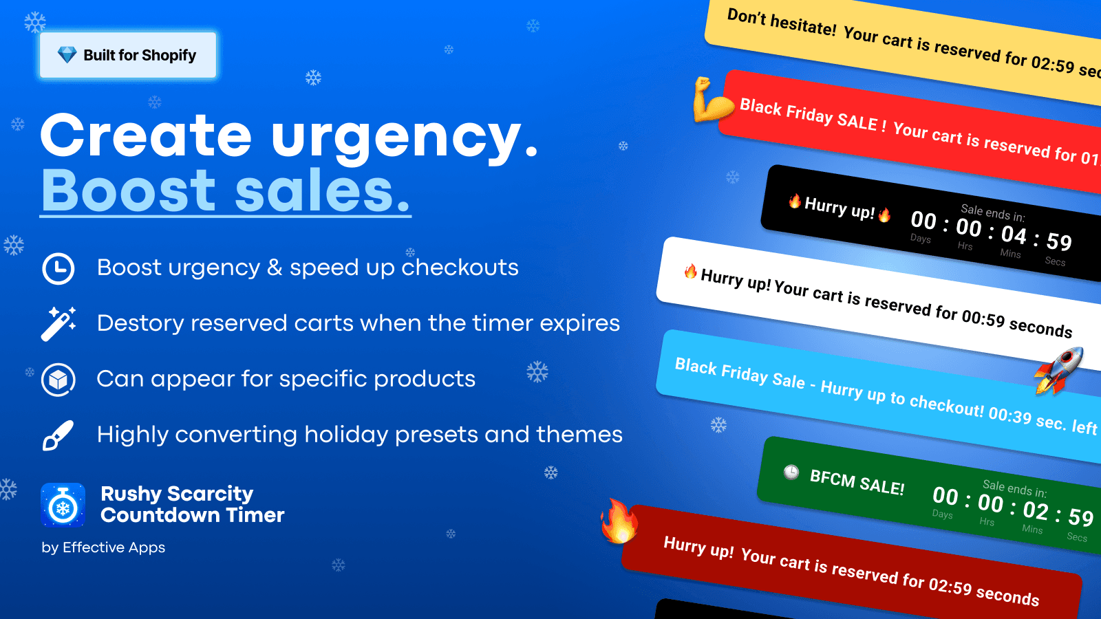 Rushy Countdown timer app for urgency, cart reservation, & sales