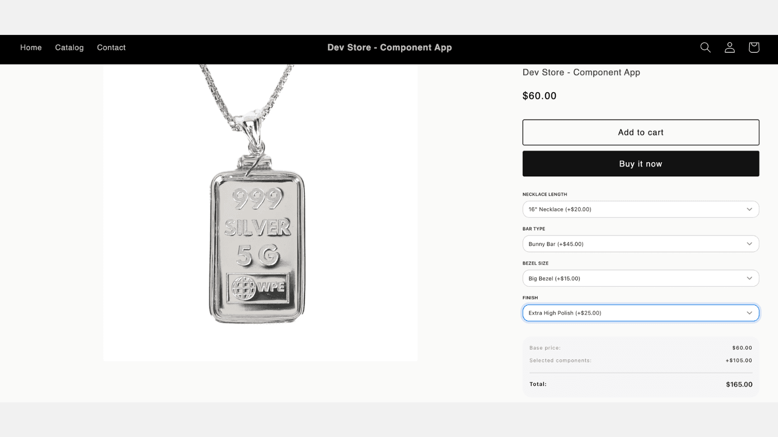 Product Listing with Options