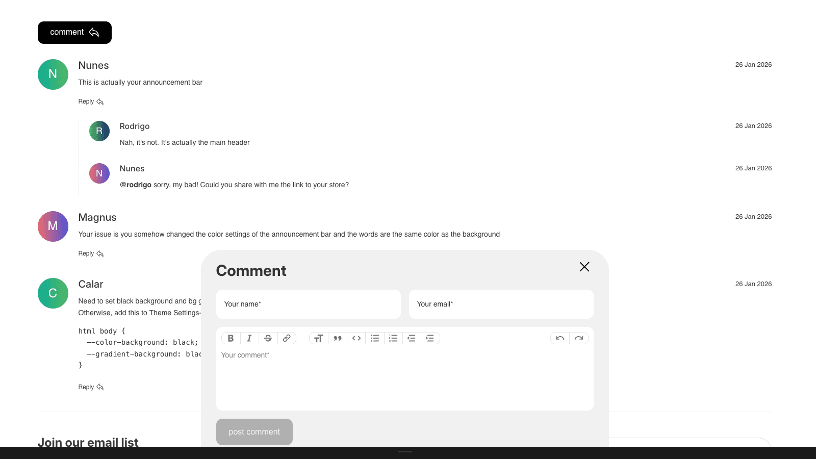 Comments & Comment Form