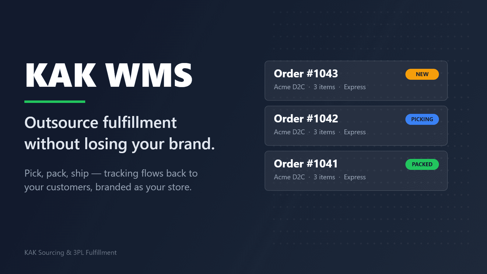 KAK WMS feature banner — outsource fulfillment