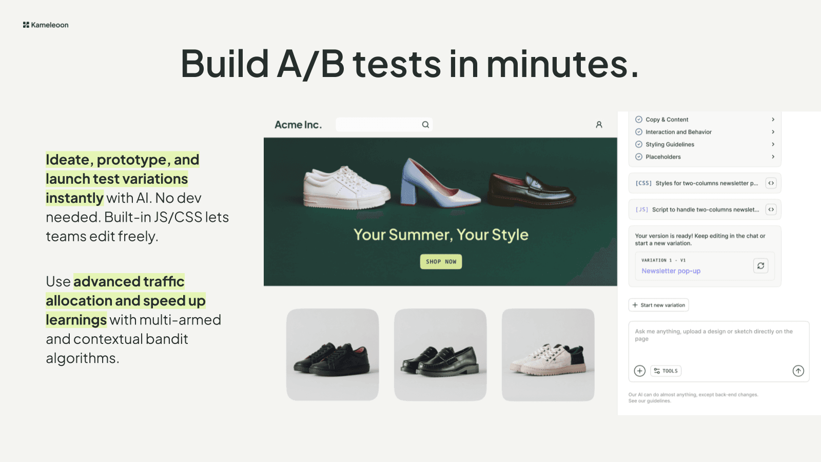 Kameleoon Prompt-Based Experimentation