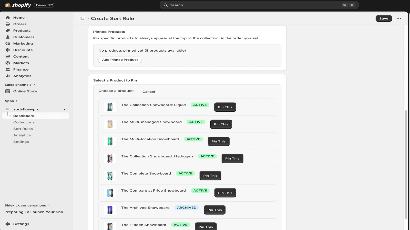 Rule editor interface with sorting options including push out-of