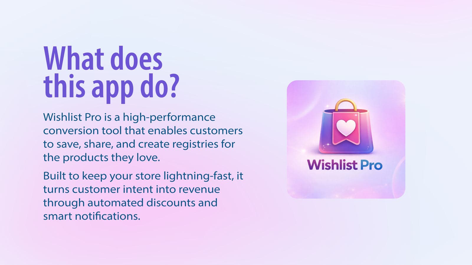 Overview of app benefits for saving, sharing and conversions.