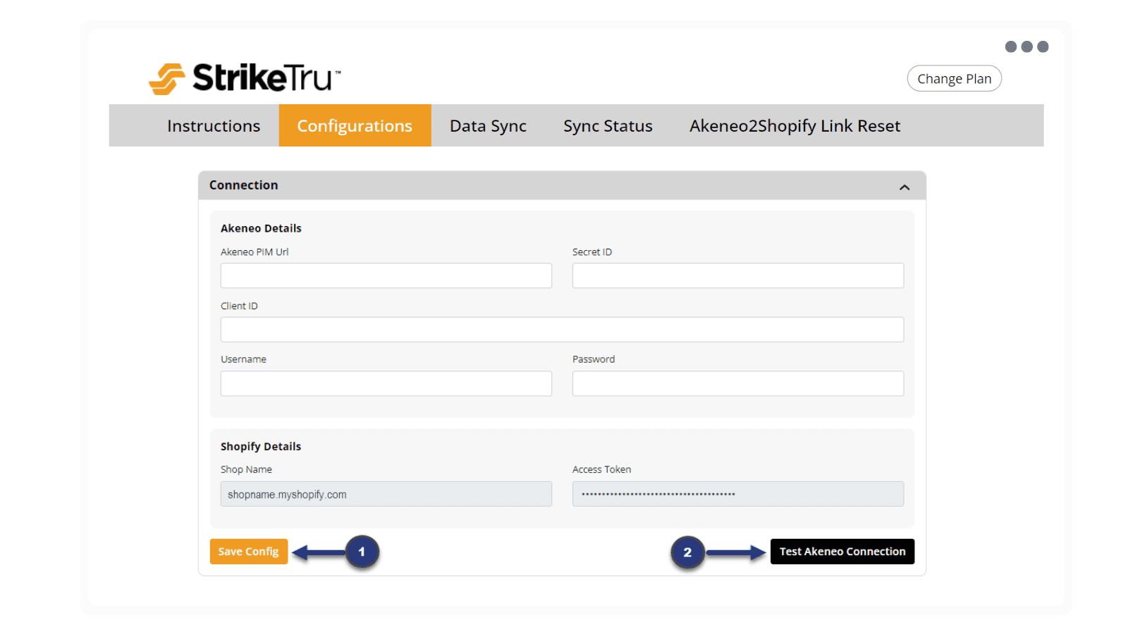 Provide your Akeneo PIM API details, and test the connection