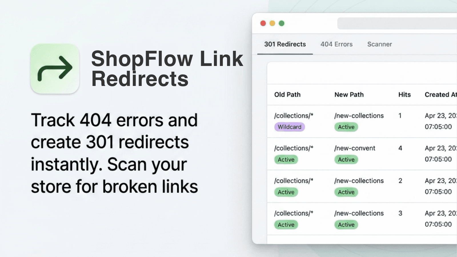 Dashboard manager for 301 and 404 redirects