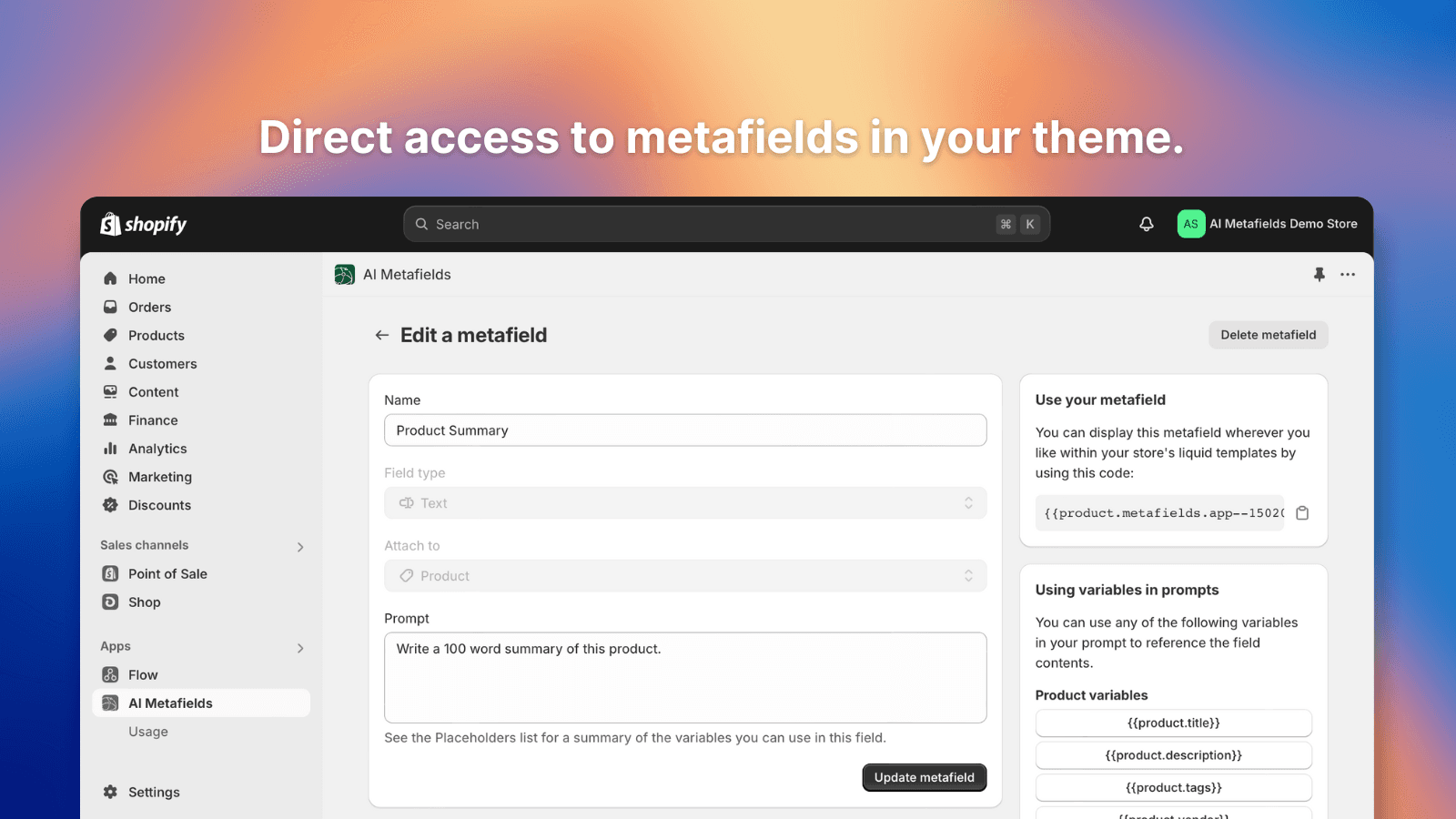 AI powered metafields for your Shopify store