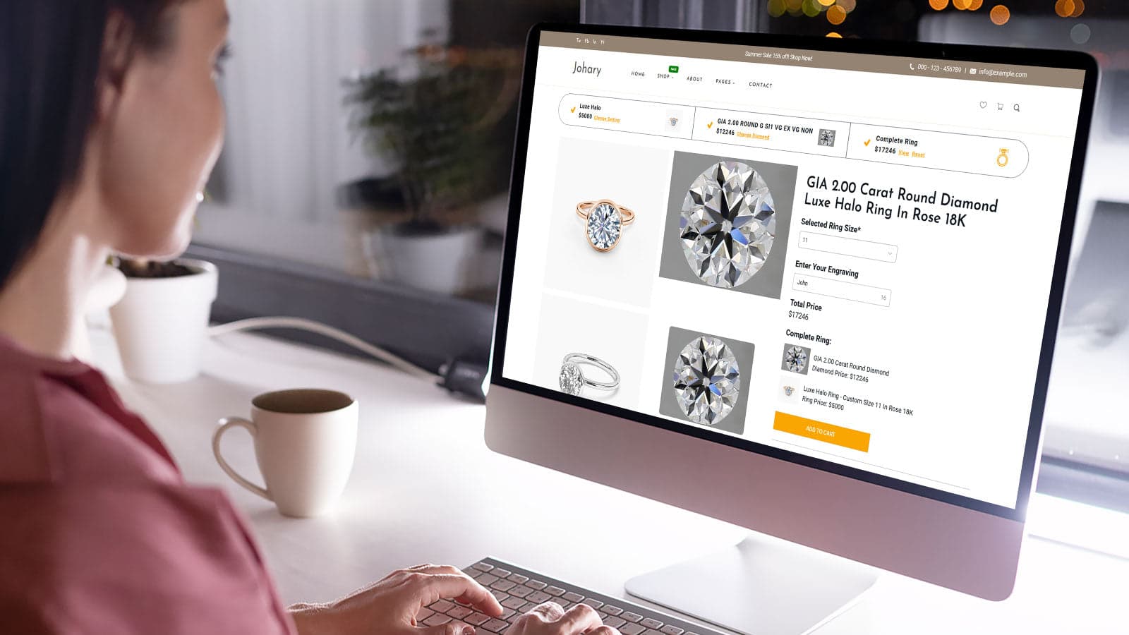 Interactive diamond and ring preview in real time