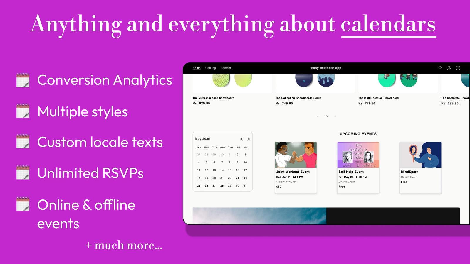 Create event calendar widget, tickets and host meet-up & connect