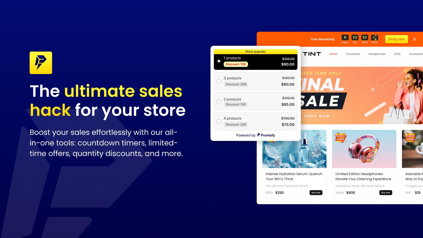 promotion, quantity break, flash sale, countdown, discount