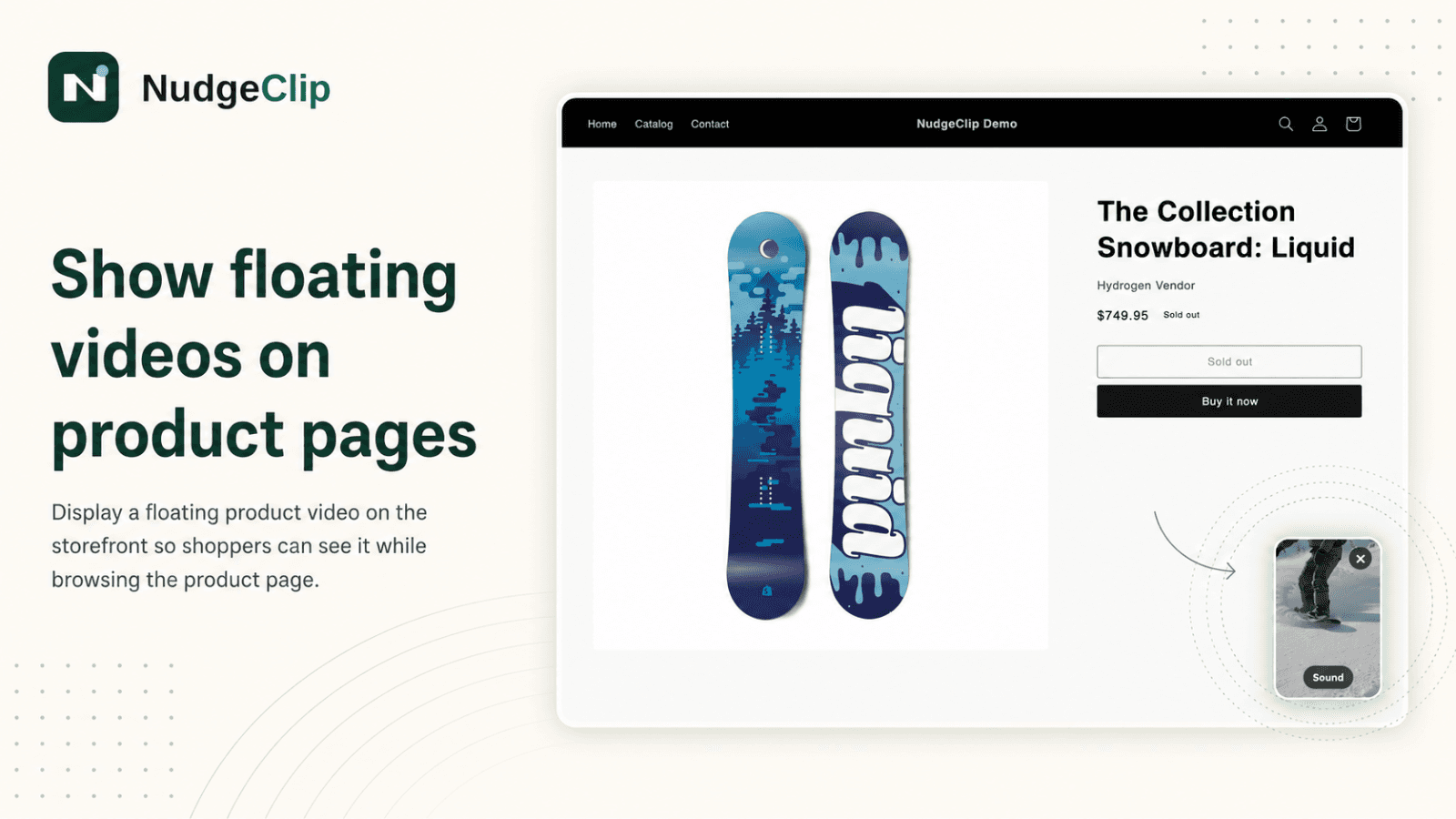 Floating video widget on product page