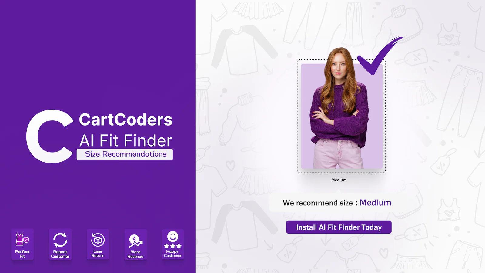 Smart size recommendation shown by AI Fit Finder