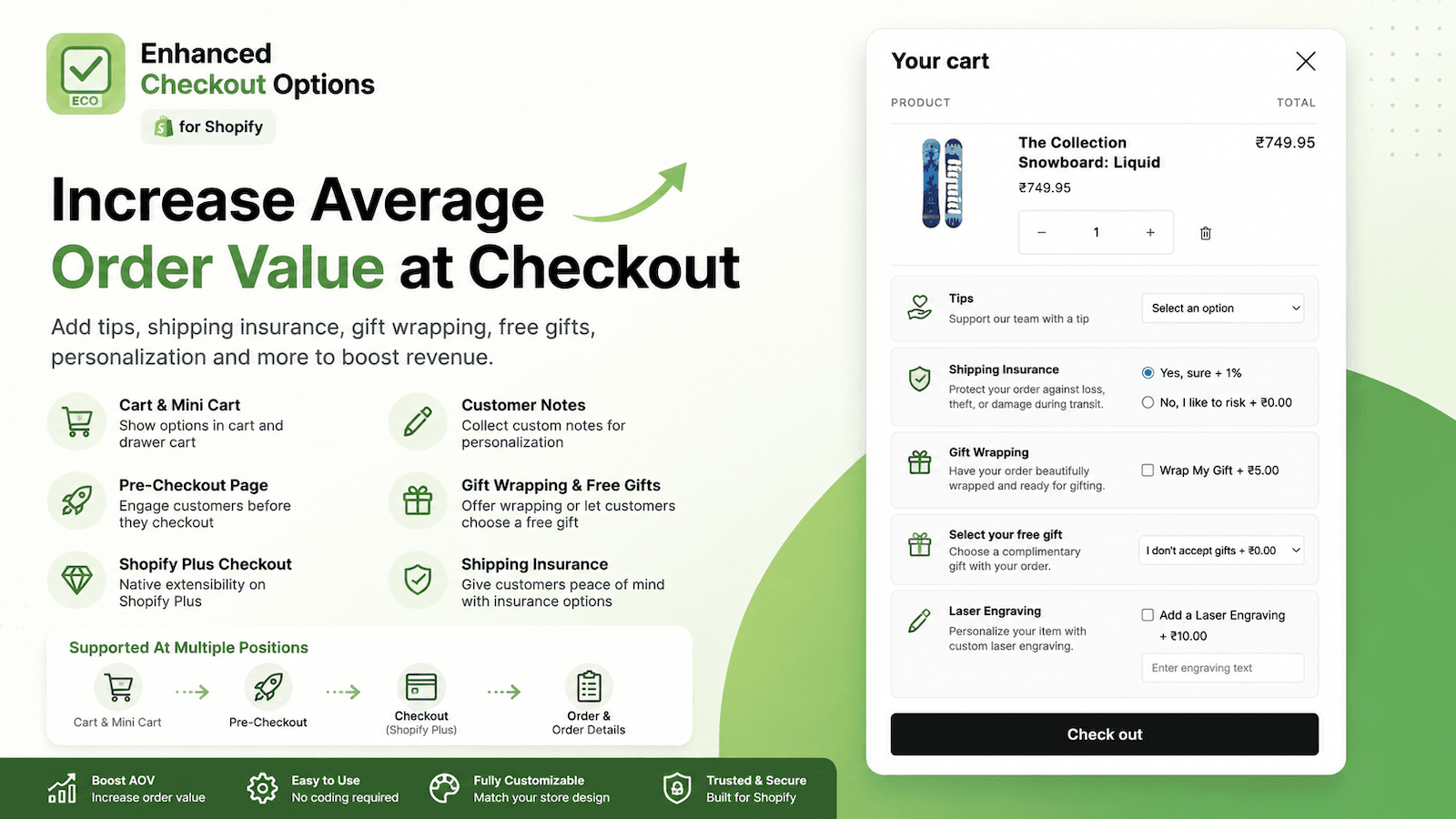 Shopify checkout add-ons boost average order value
