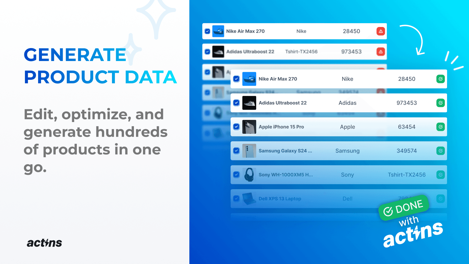 Generate product data