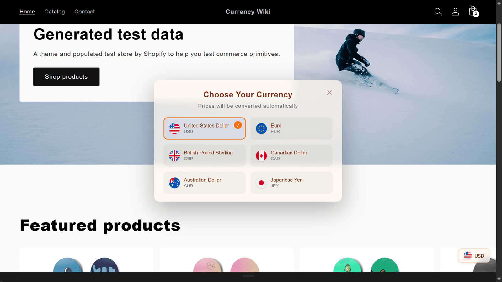 Modal Popup + Sunset color theme